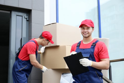 Company removal team preparing an office move
