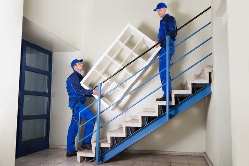 Trained movers handling confidential office documents